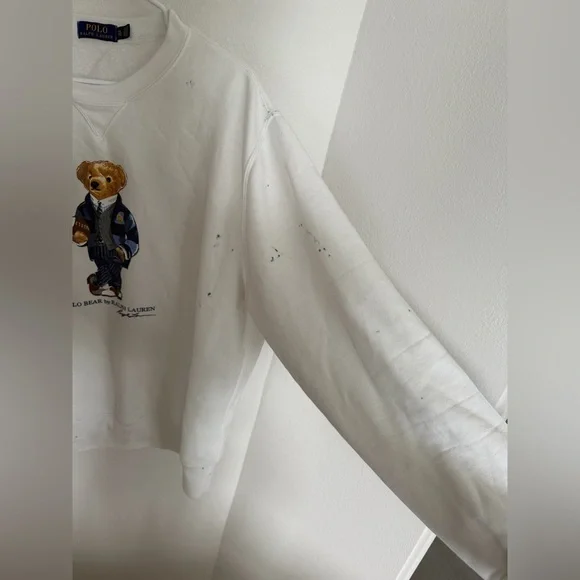 Polo Ralph Lauren Crewneck Polo Bear Fleece Sweater Sweatshirt White Size XL